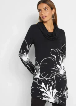 bonprix Shirts & Tops^Longshirt mit Rollkragen schwarz/weiß