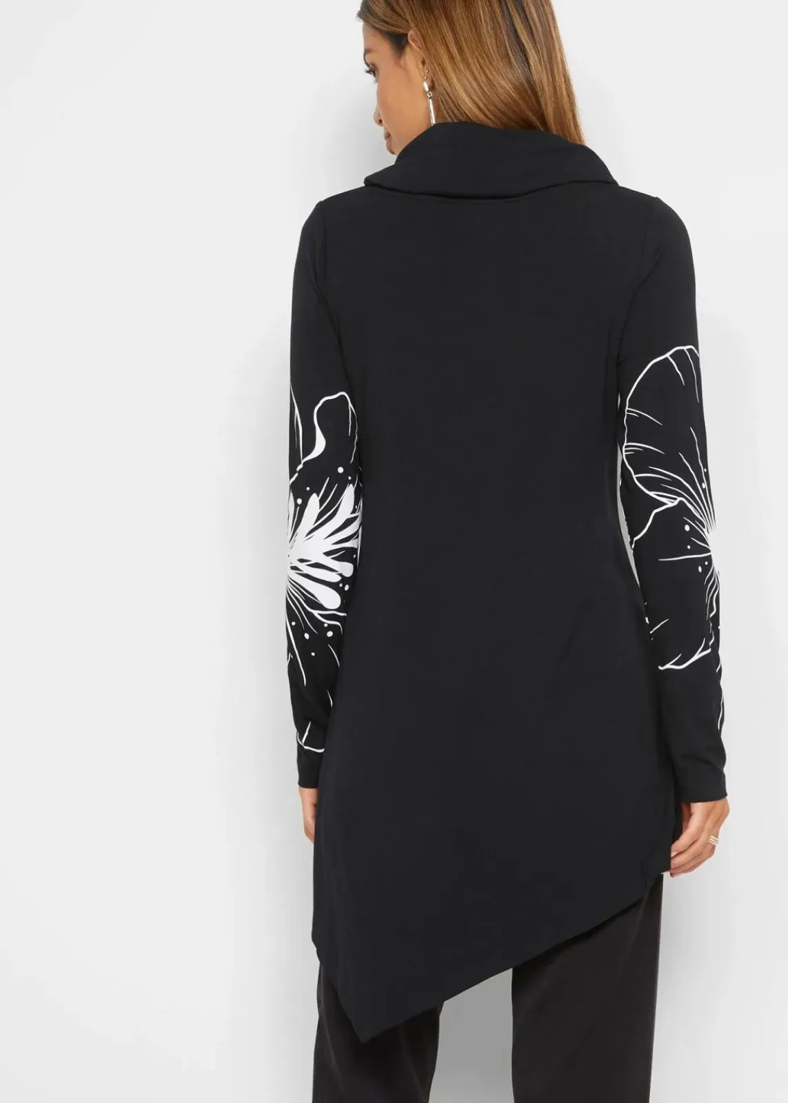 bonprix Shirts & Tops^Longshirt mit Rollkragen schwarz/weiß