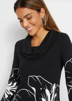 bonprix Shirts & Tops^Longshirt mit Rollkragen schwarz/weiß