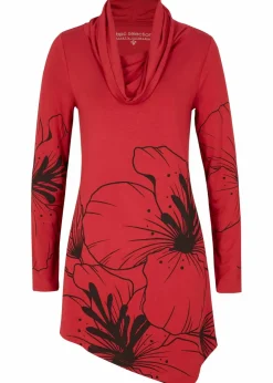 bonprix Shirts & Tops^Longshirt mit Rollkragen abendrot/schwarz