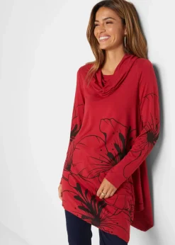 bonprix Shirts & Tops^Longshirt mit Rollkragen abendrot/schwarz