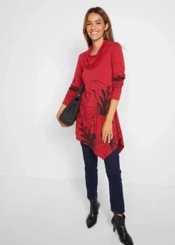 bonprix Shirts & Tops^Longshirt mit Rollkragen abendrot/schwarz