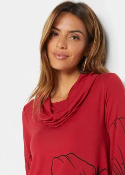 bonprix Shirts & Tops^Longshirt mit Rollkragen abendrot/schwarz