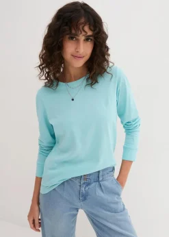 bonprix Shirts & Tops|Basics^Longshirt mit Rundhalsausschnitt, Langarm (5er Pack) kristallrosa + pastellmint + mattaqua + rauchflieder + weiß