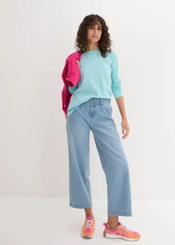 bonprix Shirts & Tops|Basics^Longshirt mit Rundhalsausschnitt, Langarm (5er Pack) kristallrosa + pastellmint + mattaqua + rauchflieder + weiß