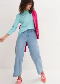 bonprix Shirts & Tops|Basics^Longshirt mit Rundhalsausschnitt, Langarm (5er Pack) kristallrosa + pastellmint + mattaqua + rauchflieder + weiß