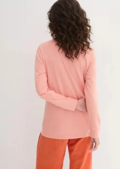 bonprix Bekleidung·Röcke|Basics^Longshirt mit Rundhalsausschnitt, Langarm (5er Pack) eukalyptusgrün + pfirsich + rauchblau + weiß + schwarz
