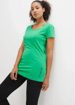 bonprix Shirts & Tops^Longshirt mit Schriftzug (2er Pack) grasgrün + schwarz