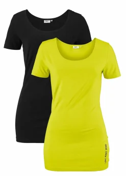 bonprix Shirts & Tops^Longshirt mit Schriftzug (2er Pack) pistazie + schwarz