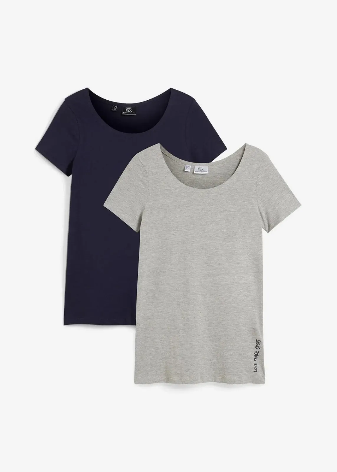 bonprix Shirts & Tops^Longshirt mit Schriftzug (2er Pack) dunkelblau + hellgrau meliert