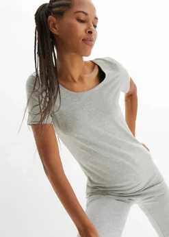 bonprix Shirts & Tops^Longshirt mit Schriftzug (2er Pack) dunkelblau + hellgrau meliert
