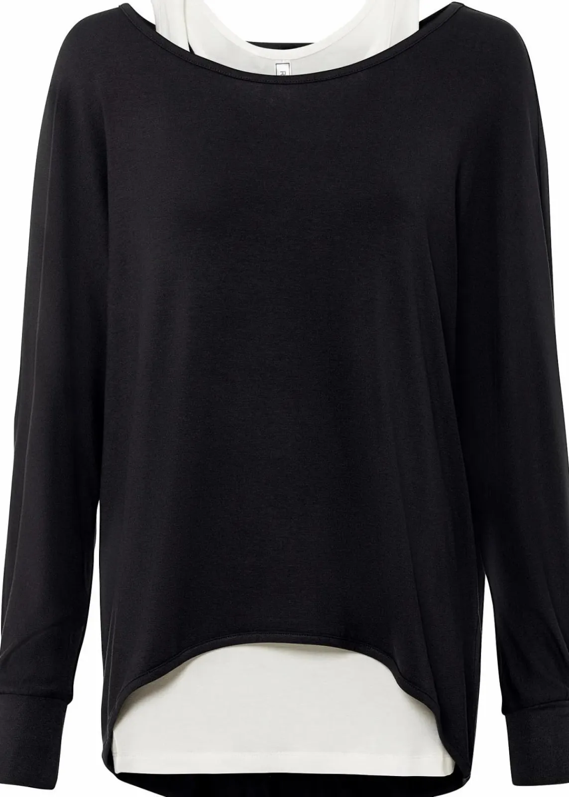 bonprix Nachhaltigere Materialien|Shirts & Tops^Longshirt mit Top aus Viskose-Mix schwarz/wollweiß