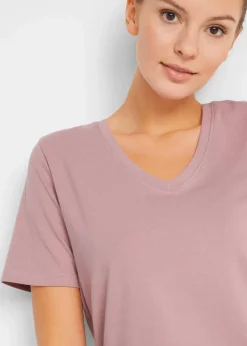 bonprix Bekleidung·Röcke|Basics^Longshirt mit V-Ausschnitt (2er Pack) schwarz+rosenholz