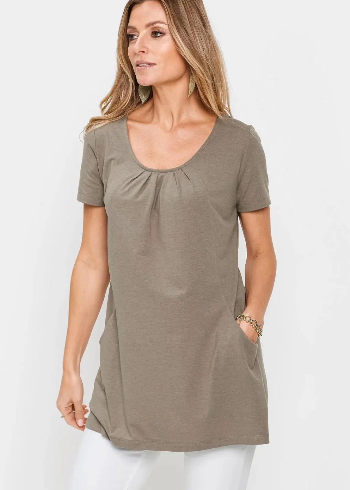 bonprix Shirts & Tops^Longshirt mit Viskose taupe