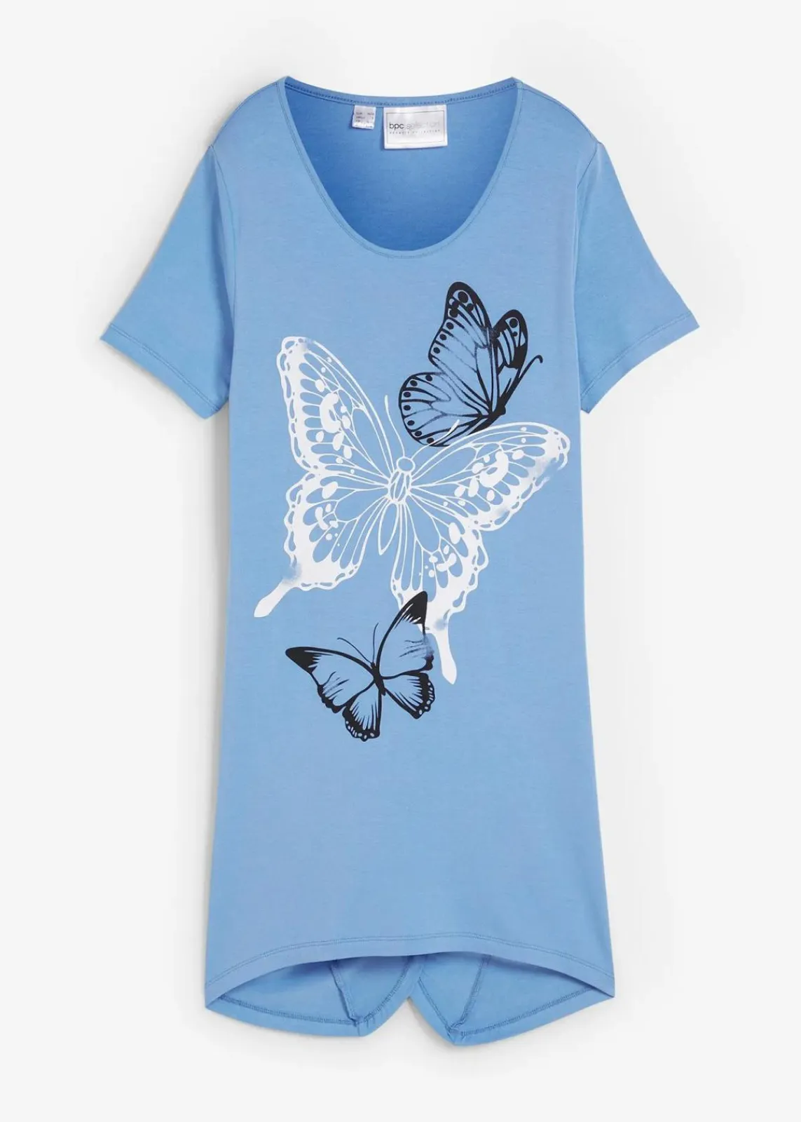 bonprix Shirts & Tops^Longshirt mit Zipfel und Schmetterlingsmuster mittelblau/weiß/dunkelblau