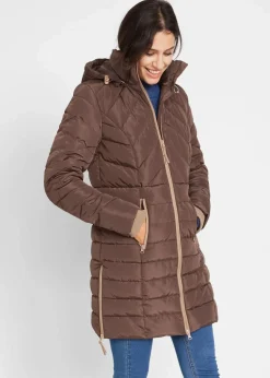 bonprix Jacken & Mäntel|Bekleidung·Hosen^Long-Steppjacke mit Wattierung braun