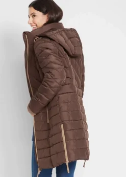 bonprix Jacken & Mäntel|Bekleidung·Hosen^Long-Steppjacke mit Wattierung braun