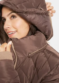 bonprix Jacken & Mäntel|Bekleidung·Hosen^Long-Steppjacke mit Wattierung braun