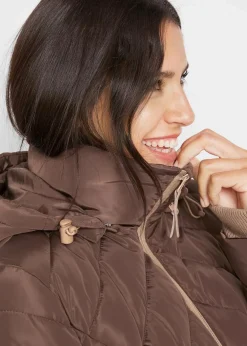 bonprix Jacken & Mäntel|Bekleidung·Hosen^Long-Steppjacke mit Wattierung braun