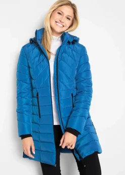 bonprix Jacken & Mäntel|Bekleidung·Hosen^Long-Steppjacke mit Wattierung azurblau