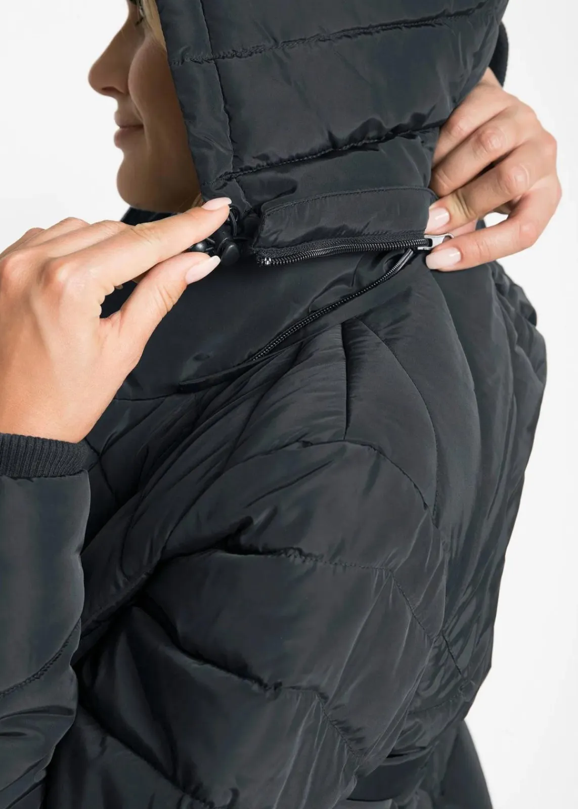 bonprix Bekleidung·Hosen|Jacken & Mäntel^Long-Steppjacke mit Wattierung schwarz