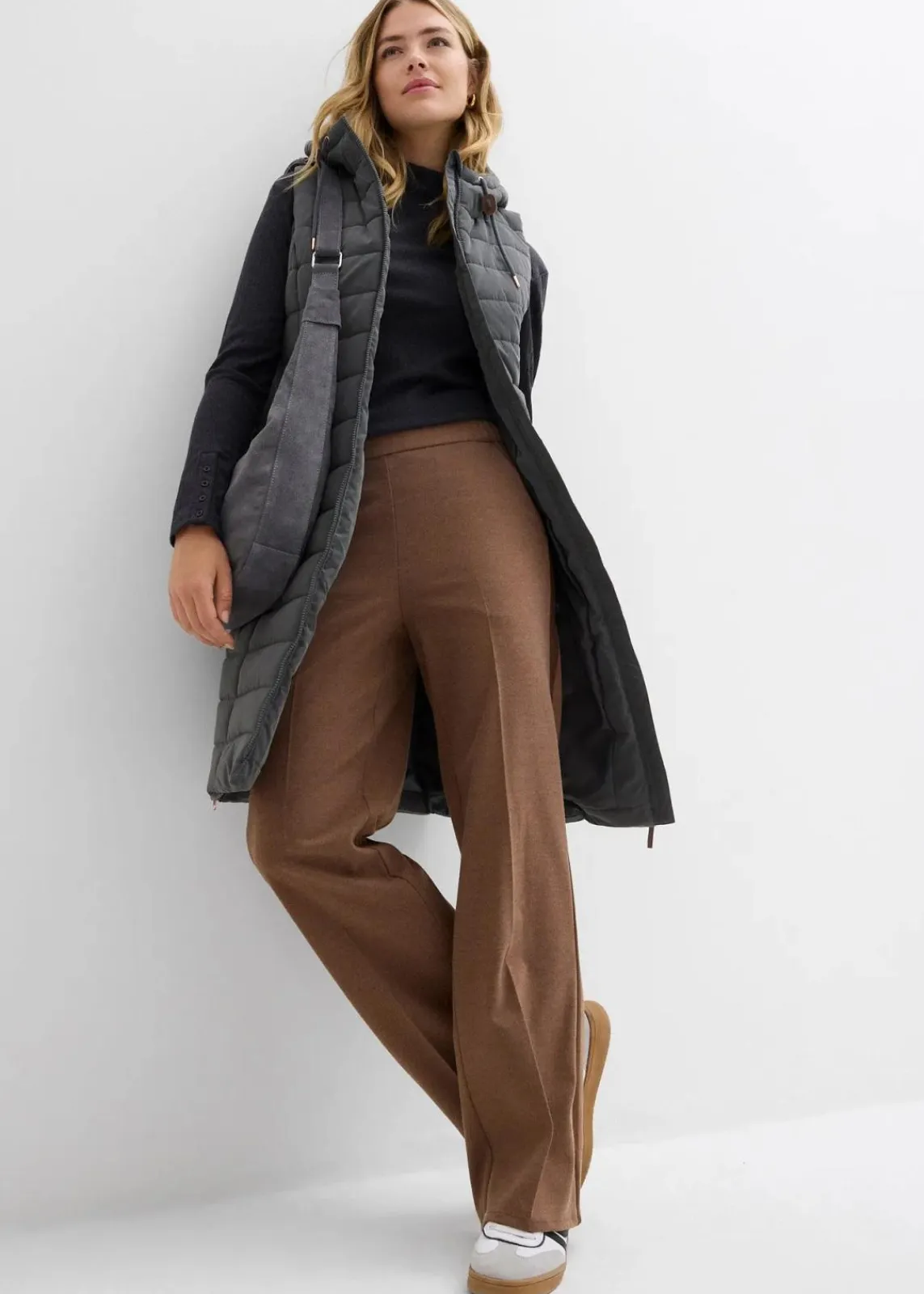 bonprix Jacken & Mäntel|Bekleidung·Hosen^Longsteppweste anthrazit