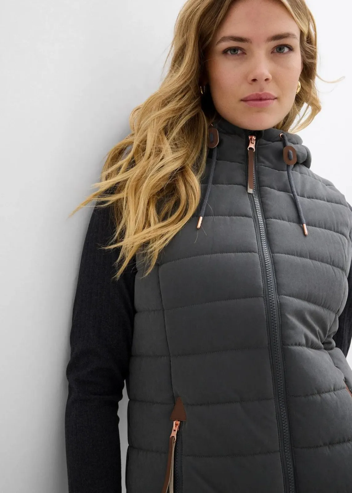bonprix Jacken & Mäntel|Bekleidung·Hosen^Longsteppweste anthrazit