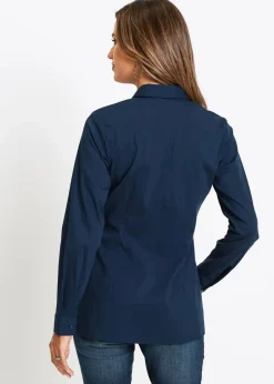 bonprix Blusen & Tuniken|Bekleidung·Jacken & Mäntel^Long-Stretch-Bluse dunkelblau