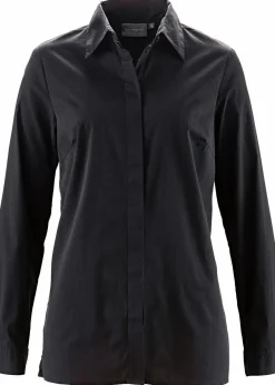 bonprix Bekleidung·Jacken & Mäntel|Blusen & Tuniken^Long-Stretch-Bluse schwarz