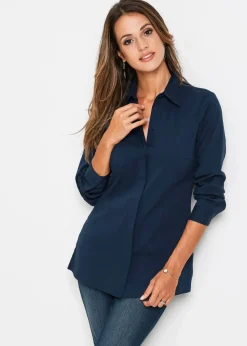 bonprix Bekleidung·Jacken & Mäntel|Blusen & Tuniken^Long-Stretch-Bluse schwarz
