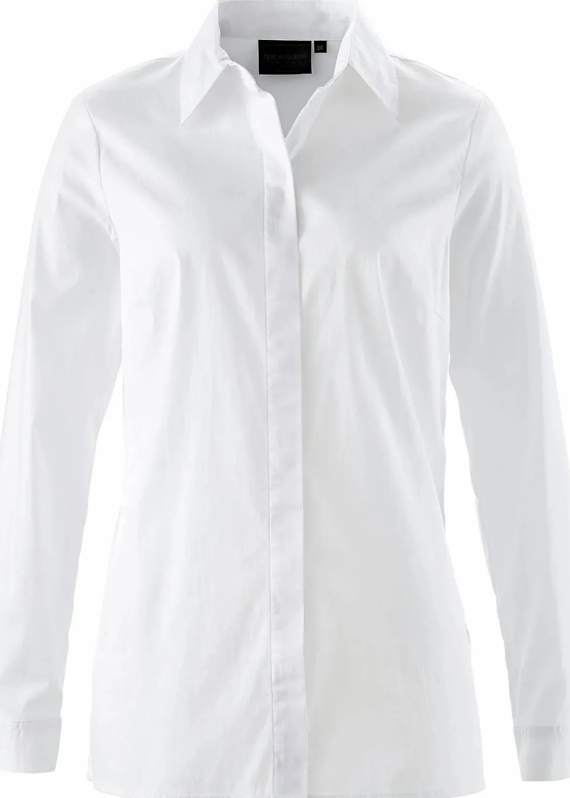 bonprix Blusen & Tuniken|Bekleidung·Jacken & Mäntel^Long-Stretch-Bluse weiß