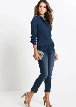 bonprix Blusen & Tuniken|Bekleidung·Jacken & Mäntel^Long-Stretch-Bluse weiß