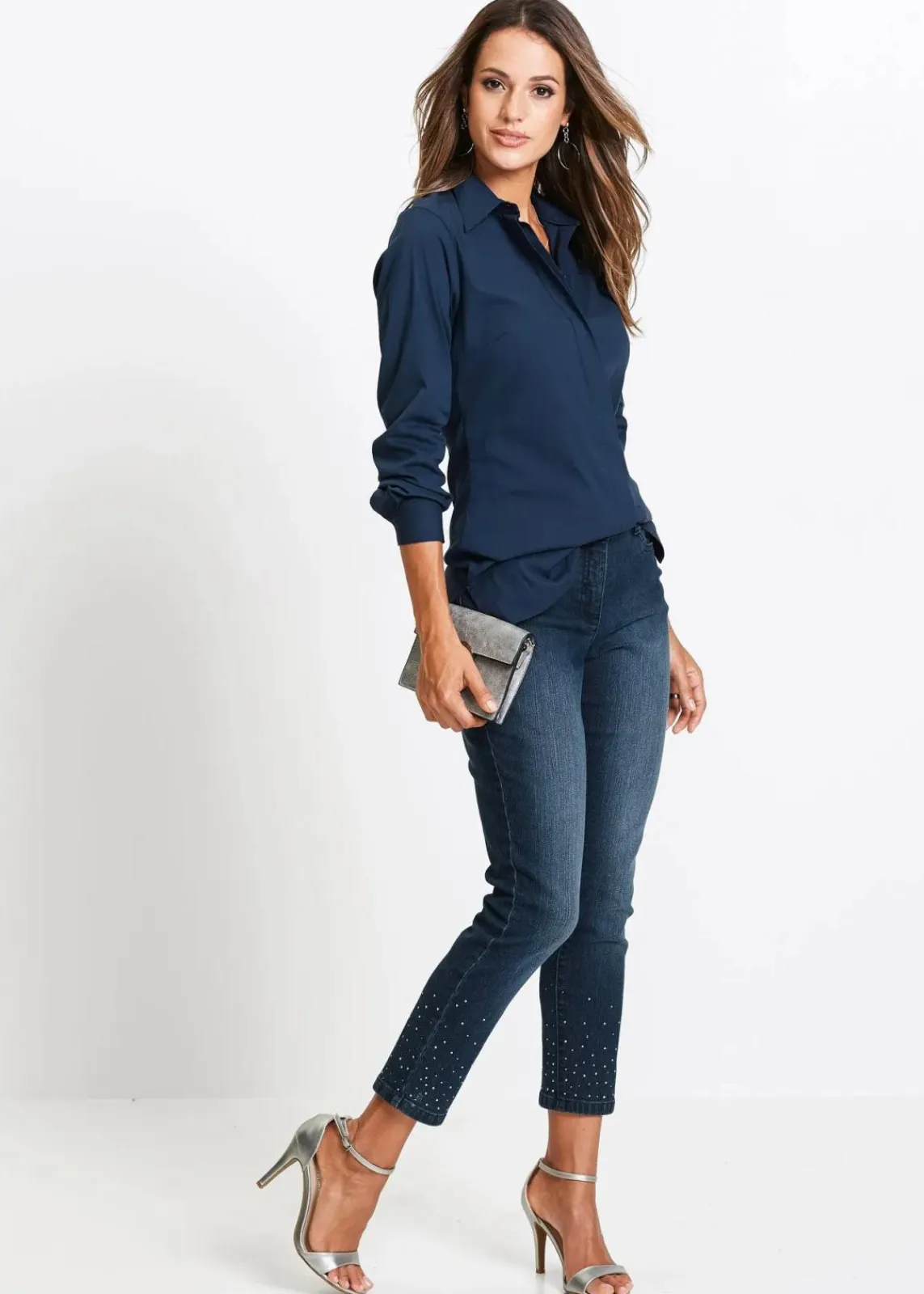 bonprix Blusen & Tuniken|Bekleidung·Jacken & Mäntel^Long-Stretch-Bluse weiß