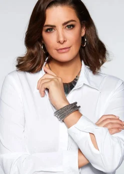 bonprix Blusen & Tuniken|Bekleidung·Jacken & Mäntel^Long-Stretch-Bluse weiß