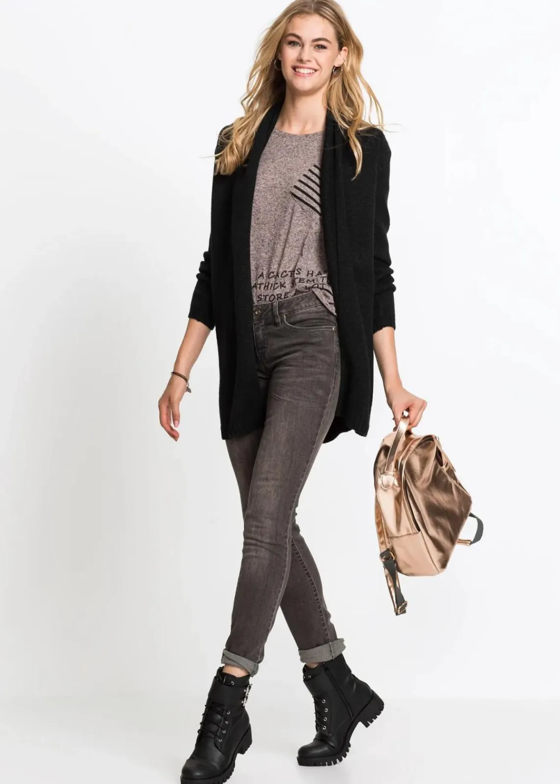 bonprix Bekleidung·Umstandsmode|Strickmode^Longstrickjacke schwarz
