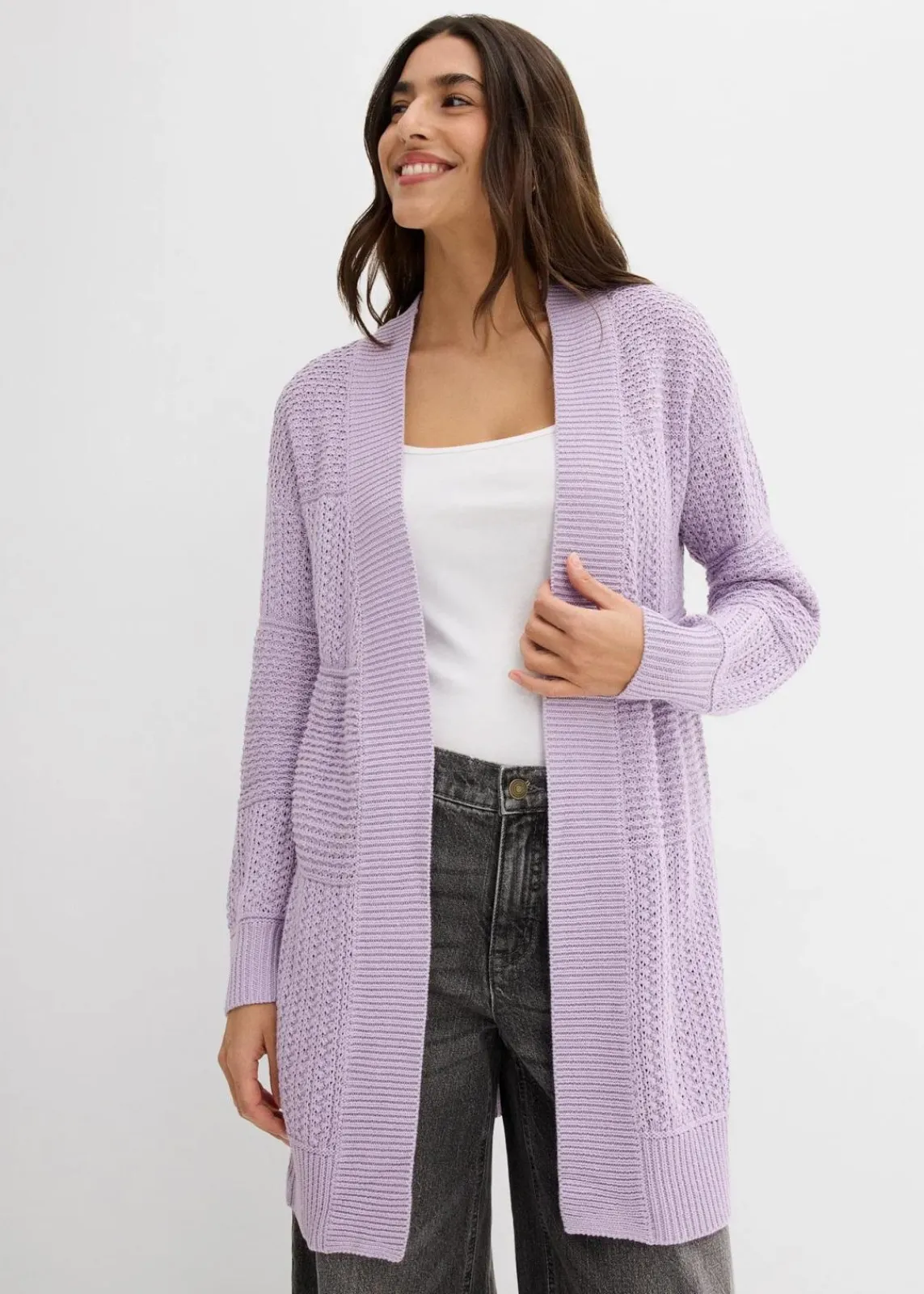 bonprix Bekleidung·Umstandsmode|Strickmode^Longstrickjacke zartflieder
