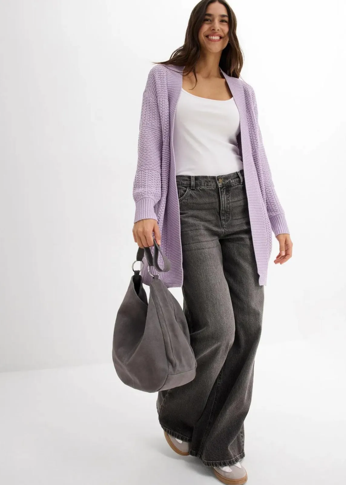 bonprix Bekleidung·Umstandsmode|Strickmode^Longstrickjacke zartflieder
