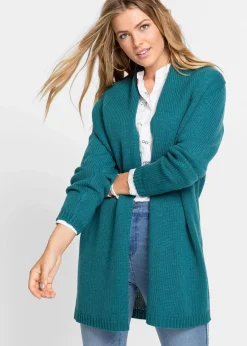 bonprix Bekleidung·Umstandsmode|Strickmode^Longstrickjacke blaugrün
