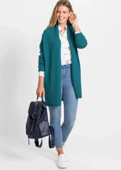 bonprix Bekleidung·Umstandsmode|Strickmode^Longstrickjacke blaugrün