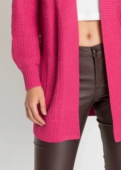 bonprix Bekleidung·Umstandsmode|Strickmode^Longstrickjacke dunkelpink
