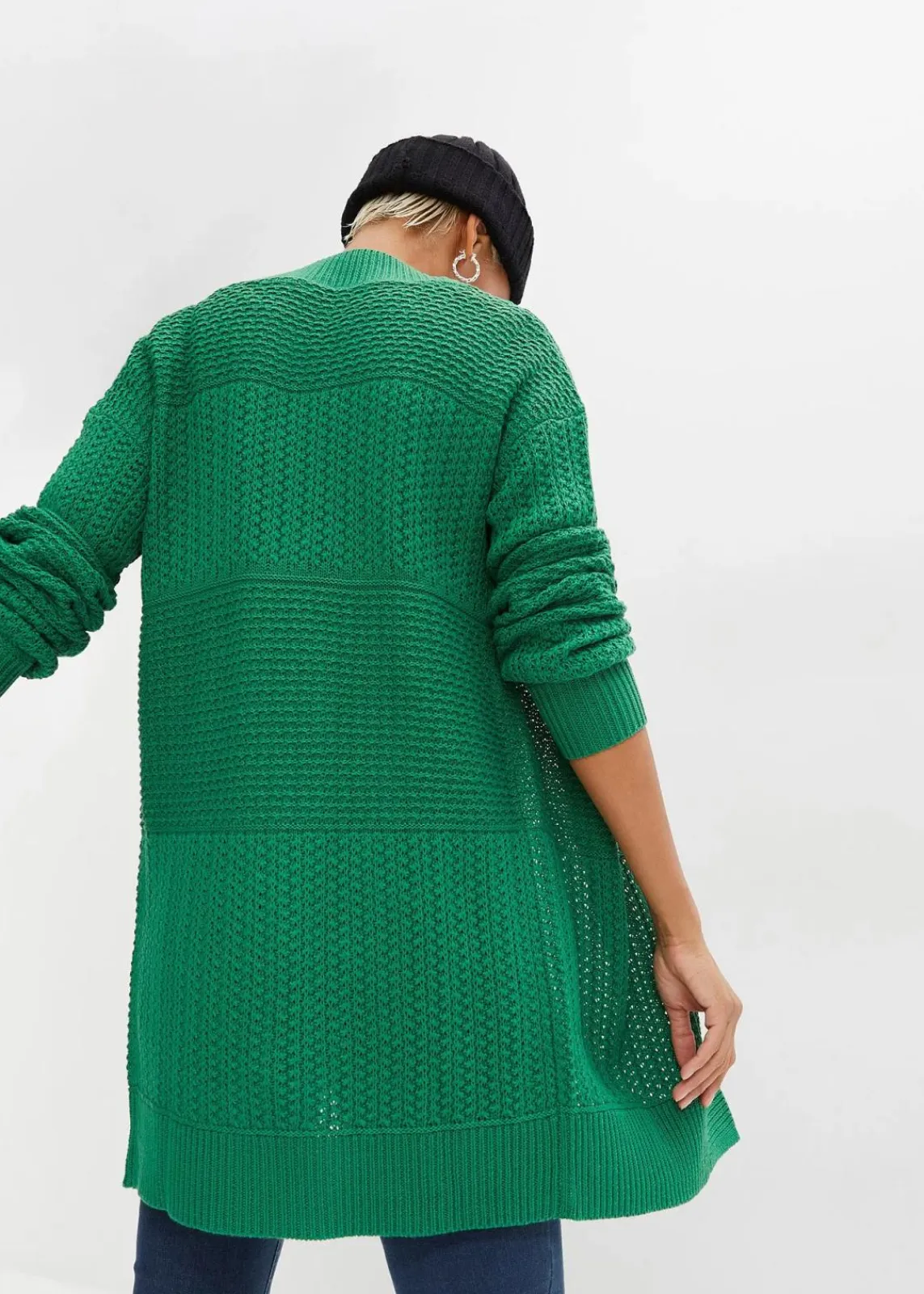 bonprix Pullover & Strickjacken|Bekleidung·Jeans^Longstrickjacke grün