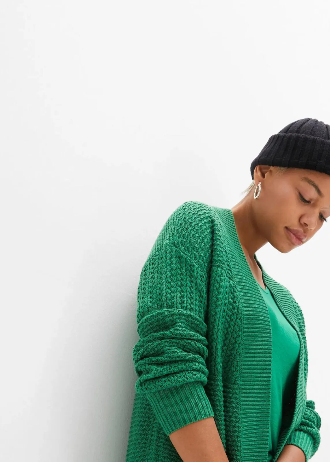 bonprix Pullover & Strickjacken|Bekleidung·Jeans^Longstrickjacke grün