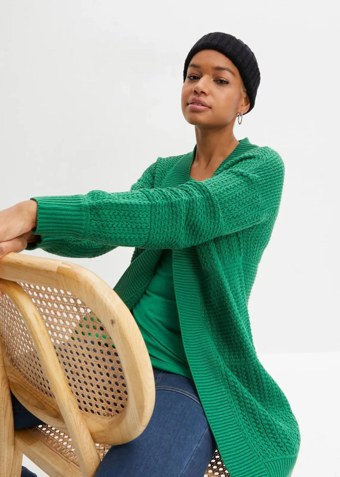 bonprix Pullover & Strickjacken|Bekleidung·Jeans^Longstrickjacke grün