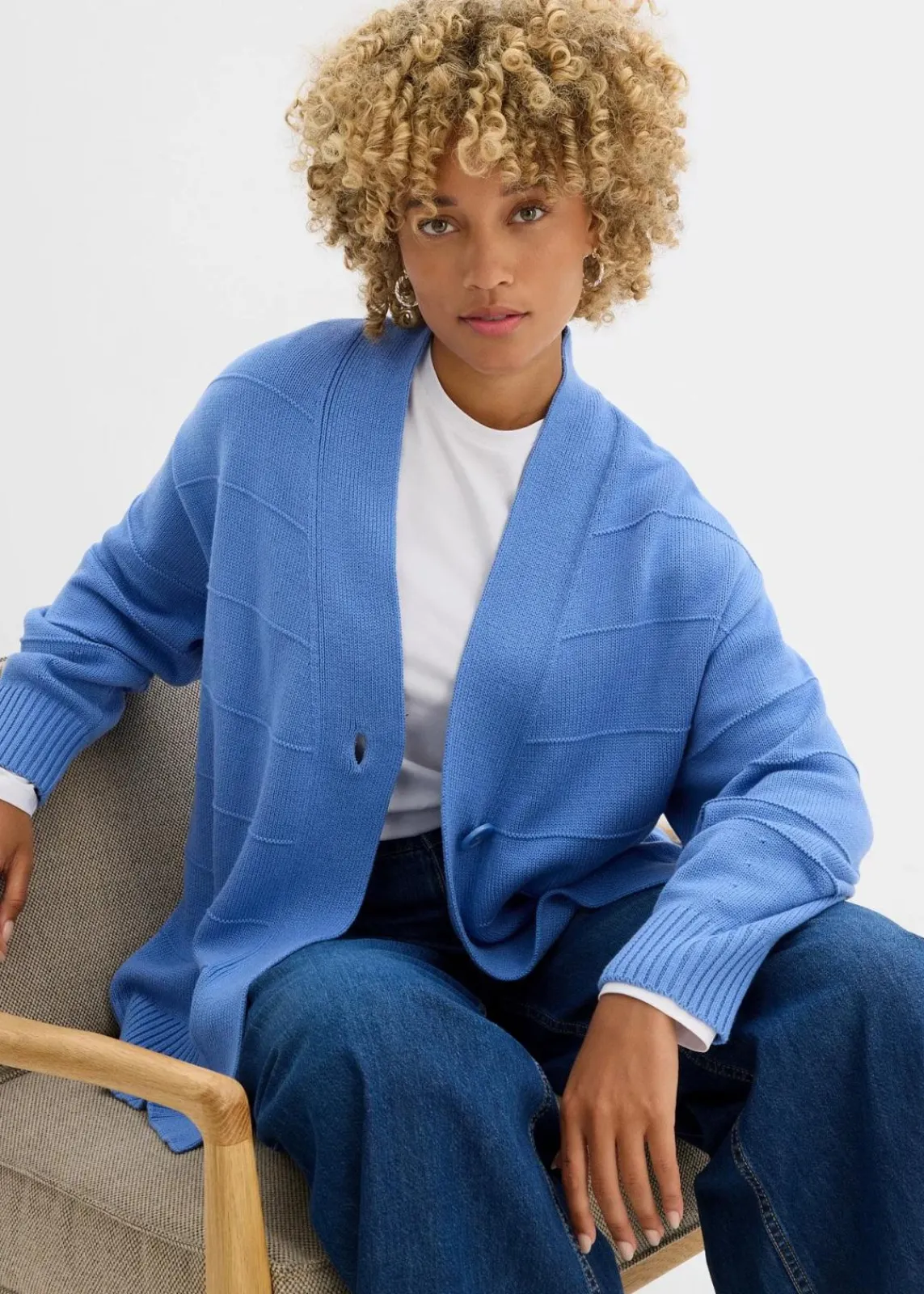bonprix Bekleidung·Umstandsmode|Bekleidung·Jeans^Longstrickjacke wolkenblau