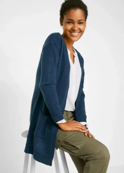 bonprix Pullover & Strickjacken|Basics^Longstrickjacke dunkelblau