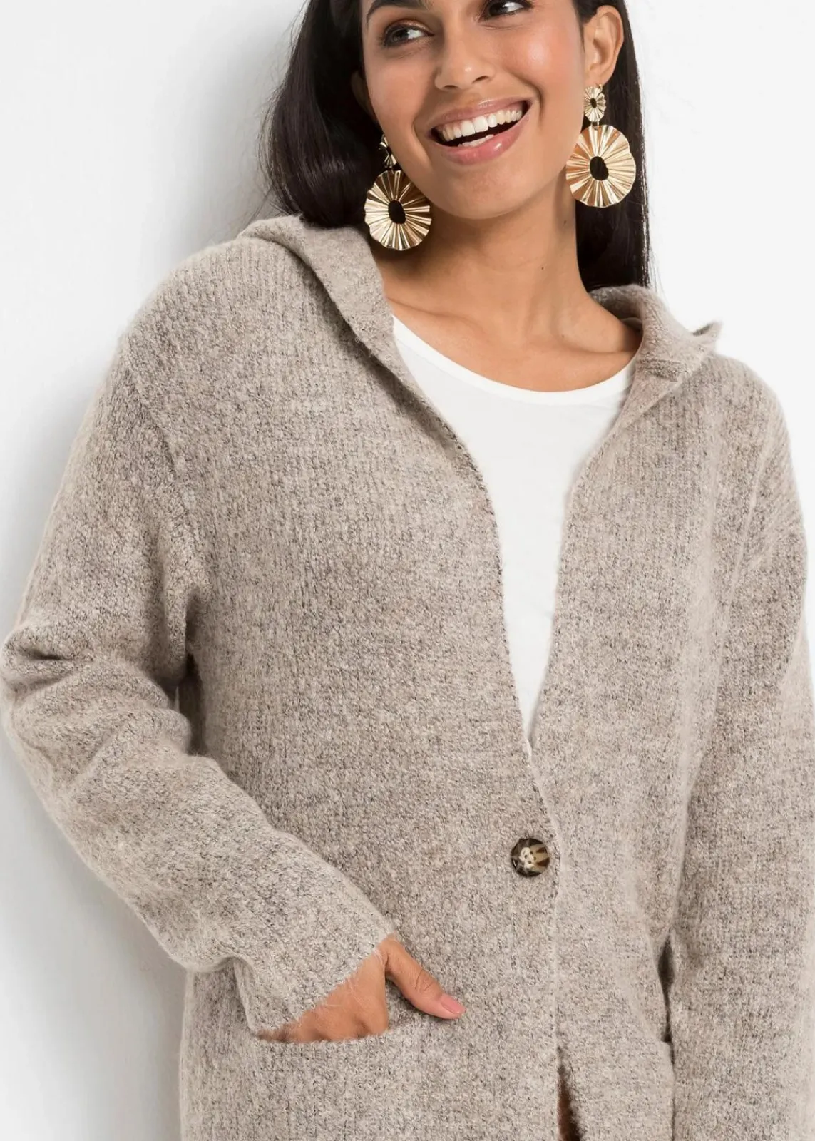 bonprix Bekleidung·Umstandsmode|Bekleidung·Jeans^Longstrickjacke hellbeige meliert