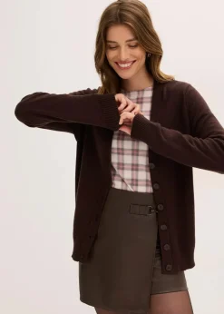 bonprix Nachhaltigere Materialien|Pullover & Strickjacken^Longstrickjacke aus softem Viskose-Mix dunkelbraun