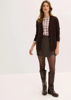 bonprix Nachhaltigere Materialien|Pullover & Strickjacken^Longstrickjacke aus softem Viskose-Mix dunkelbraun