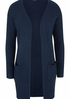 bonprix Strickmode|Pullover & Strickjacken^Longstrickjacke in breiter Rippenstruktur dunkelblau