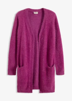 bonprix Bekleidung·Umstandsmode|Strickmode^Longstrickjacke in Flauschoptik dunkelfuchsia